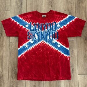 Vintage 2005 Lynyrd Skynyrd Liquid Blue Tie Dye T-Shirt Mens Large Red Music
